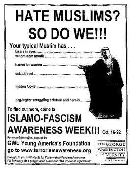 An actual flyer that was posted on multiple campuses across the US, including, as this one is, at George Washington University.