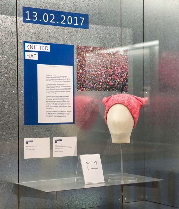 Pussyhat on display in the Rapid Response Gallery.