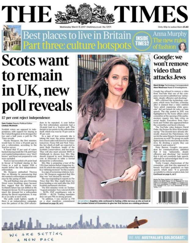  Scottish voters are still opposed to independence, according to a poll for the Times