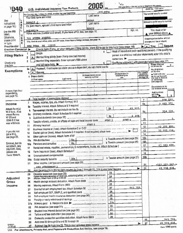 Donald Trump's 2005 tax return