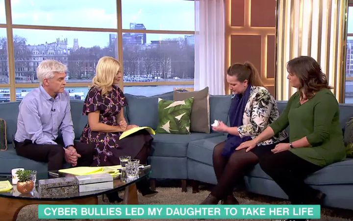 Holly Willoughby and Phil Schofield interviewing Lucy Alexander and Nicola Harteveld about the death of their children, in February 2017.