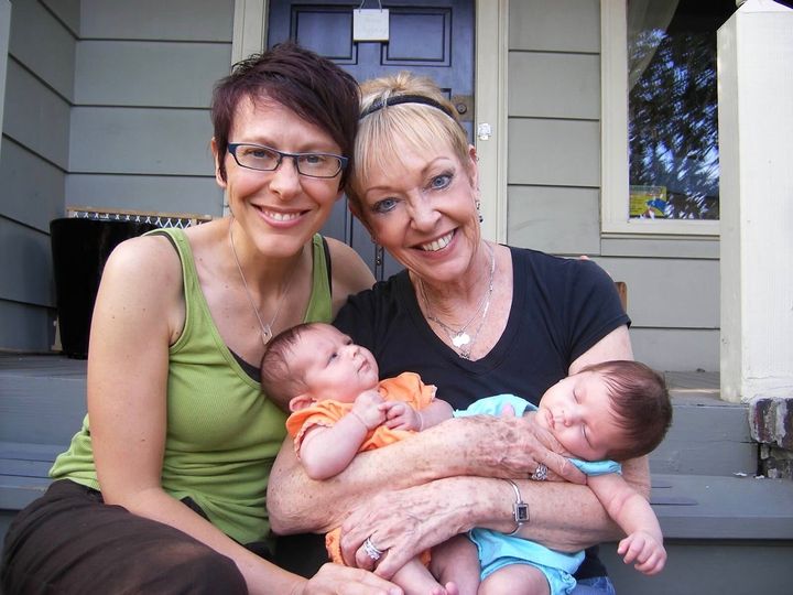 Marcy with daughter Andi and twin granddaughters