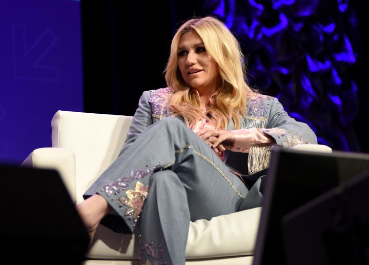 Kesha speaks at SXSW on Tuesday.