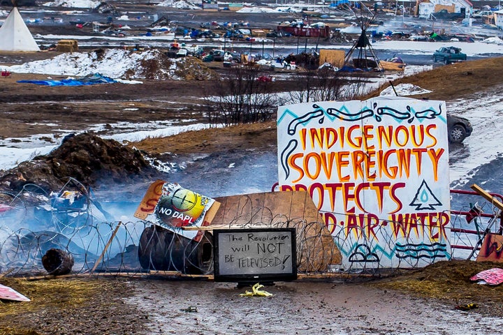 <p>The entrance of Oceti Sakowin after the deadline to evacuate passed. </p>