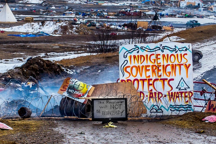 The entrance of Oceti Sakowin after the deadline to evacuate passed. 