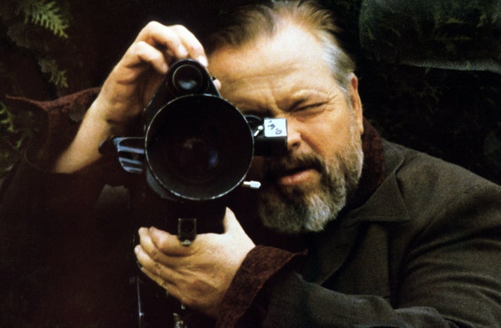 Orson Welles on the set of