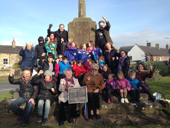 Families who signed the statement of concern gather at Pencaitland Cross