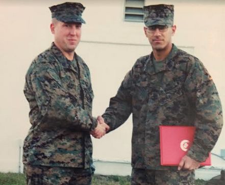 Mansoor Shams during his promotion to Corporal in the US Marine Corps, 2003.