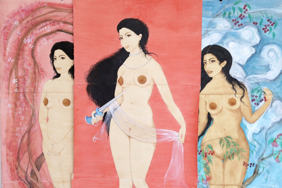 "Nude with joined hands," "Lucretia," and "Eve"