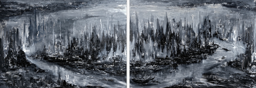 <em>The River of Life, </em>2 parts, each 300 x 200cm