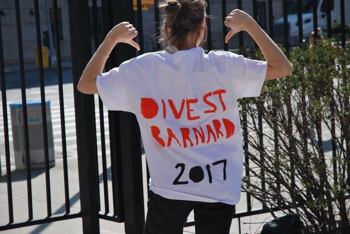 A student activist on Barnard's campus in Manhattan. 