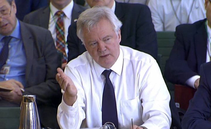 David Davis gives evidence to the Brexit Select Committee in the House of Commons, London.