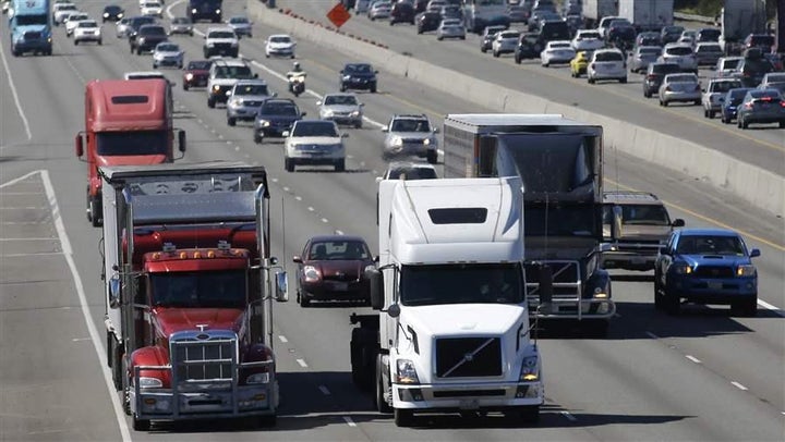 Traffic on Interstate 5, headed north through Fife, Washington. Washington is one of many states where lawmakers have conside