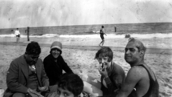 <p>My grandparents Helen Jeffreys and Abol Ghassem Bakhtiar (far right) on Coney Island 1927</p>