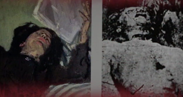 <strong>Cornwell draws similarities between the Ripper victim’s neck wound (right) and the necklace worn by a woman in a Sickert painting (left)</strong>