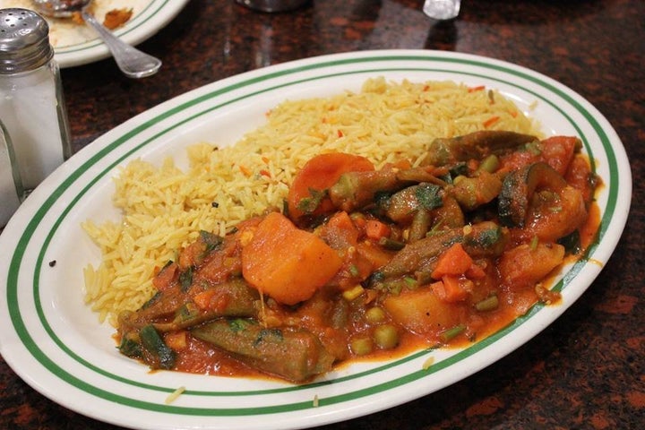 A plate served at the Yemeni cafe in Bay Ridge, Brooklyn, NY.