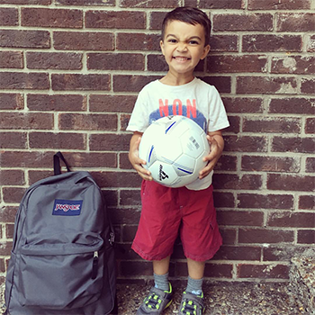 My son, Oscar, on his first day of pre-school.
