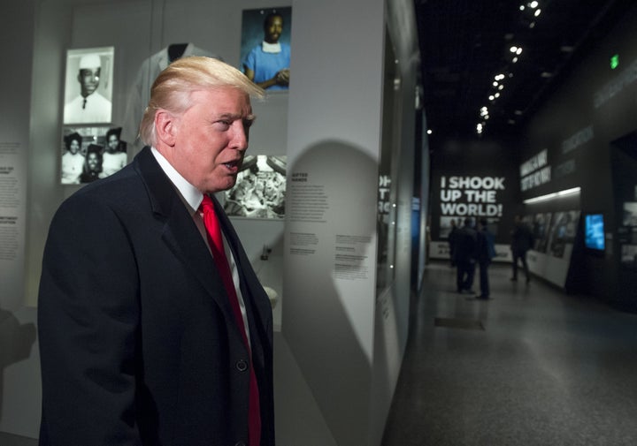 Donald Trump visiting the Smithsonian National Museum of African American History and Culture in Washington, D.C., last month.