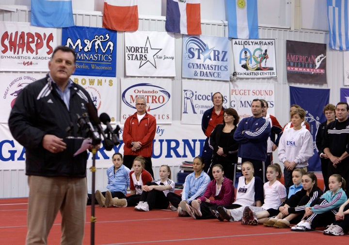 Steve Penny, then president of USA Gymnastics, announces the USOC designation of the USA Gymnastics National Training Center at Karolyi Ranch in Texas in 2011.