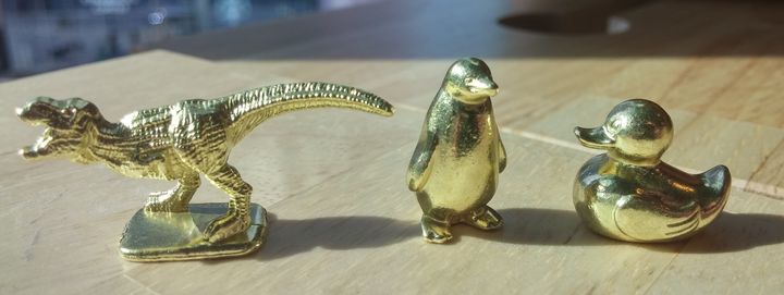 The new Monopoly tokens are a T-rex, penguin and rubber ducky.
