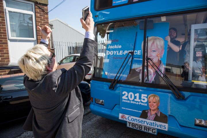 The Conservative Battle Bus, seen here in Thurrock, was used across the country
