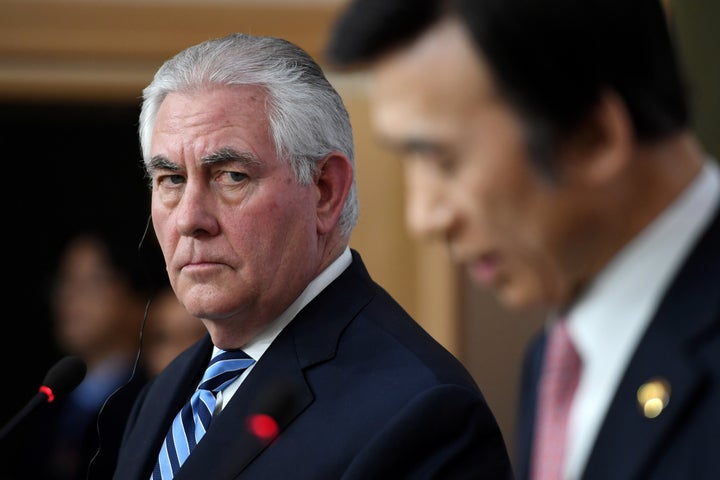 Secretary of State Rex Tillerson, left, said any aggressive actions from the North that threatened the South would be met with "an appropriate response," including military action.