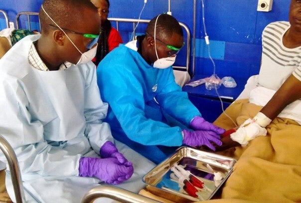 <em>A patient with breast cancer receives chemotherapy at the Butaro Cancer Center in northern Rwanda.</em>