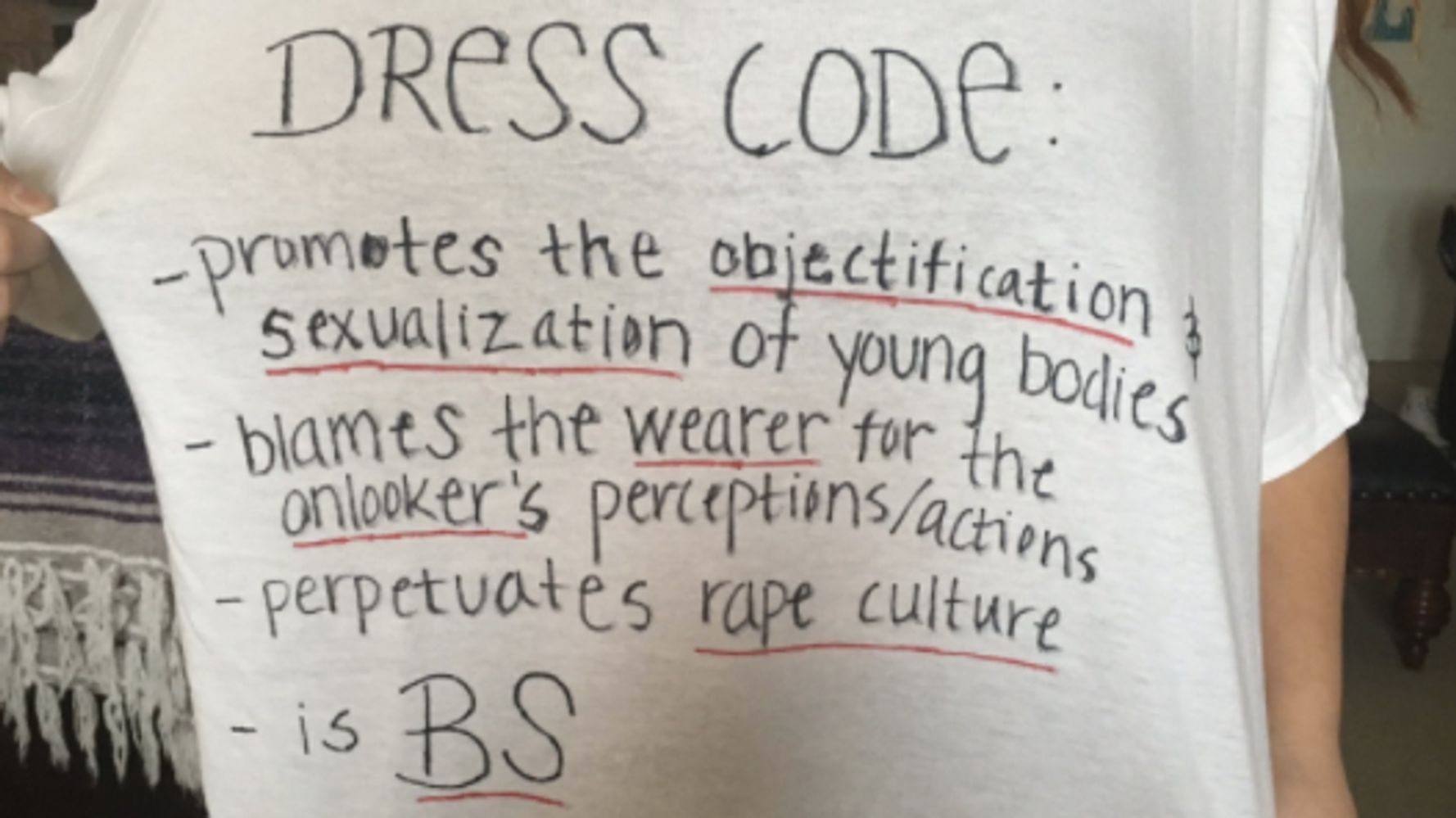 Awesome Teen Made Her Sister A Shirt That Exposes The Sexism Of Dress Codes Huffpost 4471