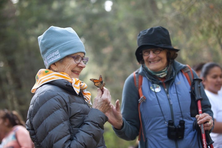 An ecotourist admires a single monarch. © Court Whelan 