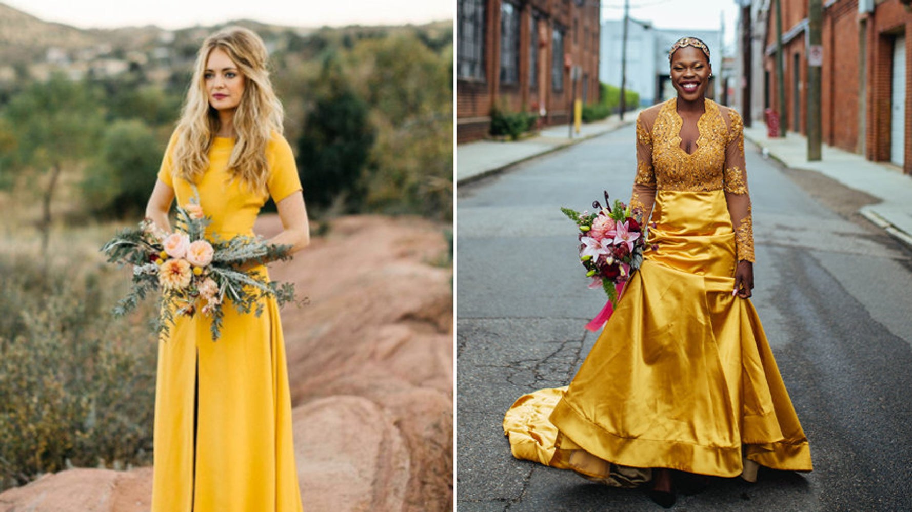 15 Yellow Dresses For Brides Who Want To Channel Their Inner Belle Huffpost Life