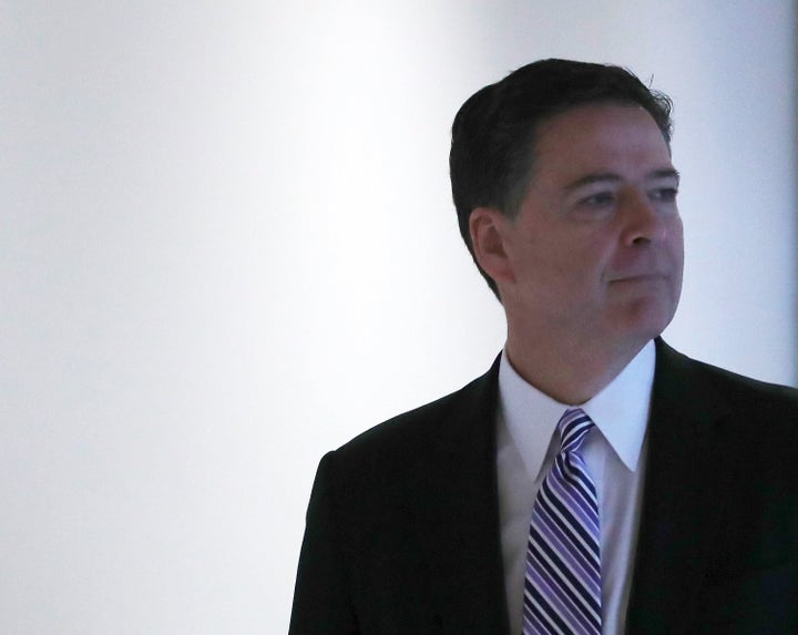 FBI Director James Comey leaves a closed-door meeting with senators at the U.S. Capitol last week. Comey testified on Monday in a public House Intelligence Committee hearing on the possible Russian interference in the 2016 presidential election.