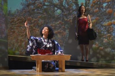 Mia Tagano (Hiromi) and Elizabeth Pan (Sayuri) in a scene from Calligraphy 