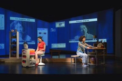 <p>Elizabeth Pan (Sayuri) and Mia Tagano (Hiromi) in a scene from <strong><em>Calligraphy</em></strong> </p>