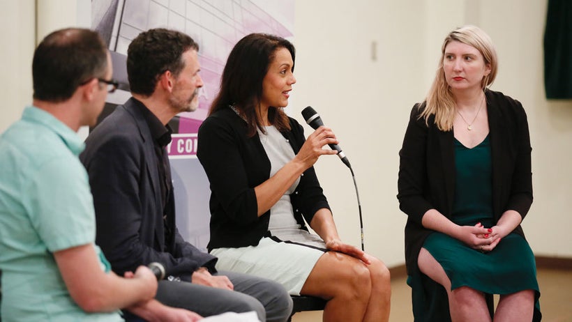 (L-R) James Sims, Reed Johnson, Dr. Lisa Pecot-Hébert, and Maura Walz at Center Theatre Group.