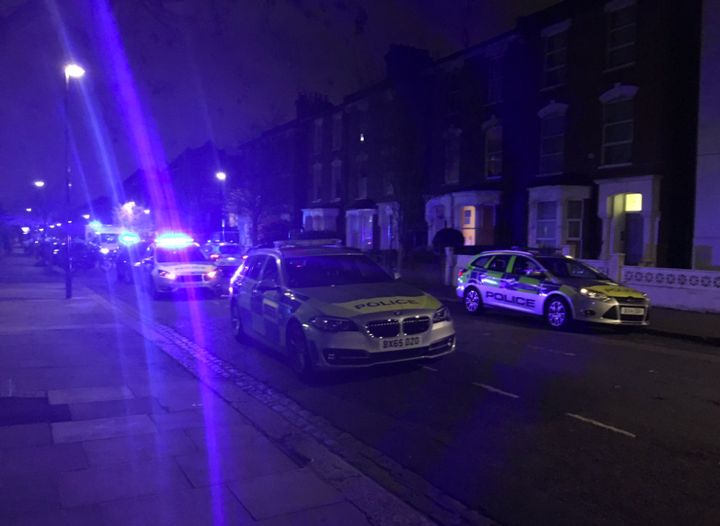 Emergency services at the scene in Wilberforce Road, Finsbury Park.