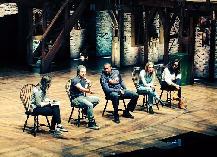 <p>Members of the Hamilton cast answer students’ questions </p>