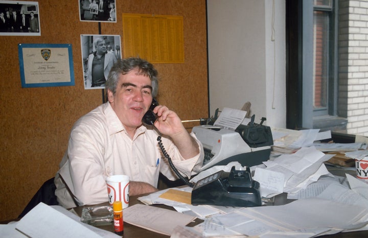 Jimmy Breslin is photographed in his office at the Daily News May 19, 1983, in New York City.