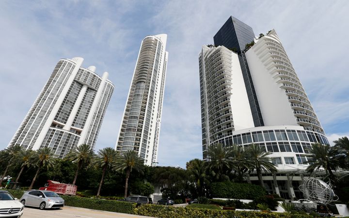 From left, the Trump Royale, The Trump Palace and the Trump International Beach Resort are shown in Sunny Isles Beach, Florida, U.S. March 13, 2017.