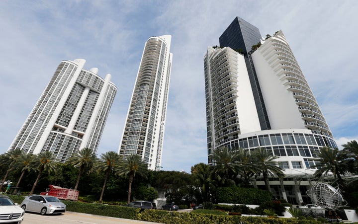 From left, the Trump Royale, The Trump Palace and the Trump International Beach Resort are shown in Sunny Isles Beach, Florid