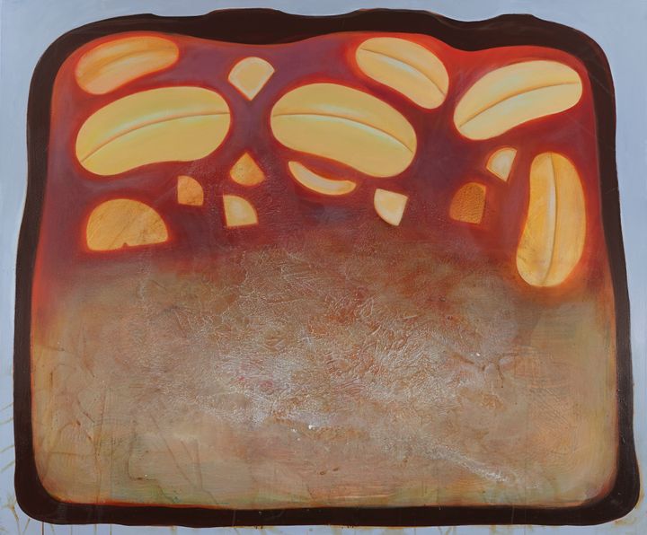 Jennifer Coates, “Large Snickers”, 2016, acrylic on canvas, 60 x 72” (courtesy of the artist)