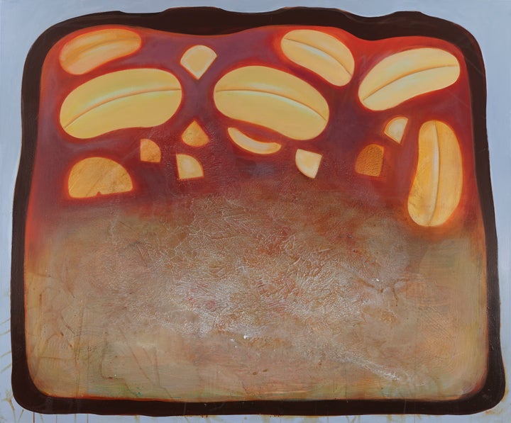<p>Jennifer Coates, “Large Snickers”, 2016, acrylic on canvas, 60 x 72” (courtesy of the artist)</p>