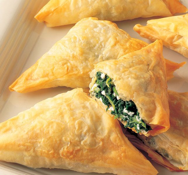 Spanakopita Spinach-Cheese Phyllo Triangles www.athensfoods.com