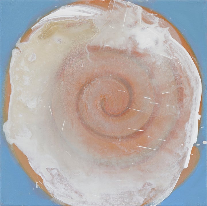 Jennifer Coates, “Cinnamon Roll”, 2016, acrylic on canvas, 12 x 12”