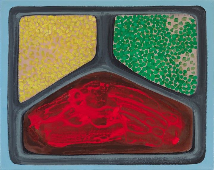 <p>Jennifer Coates, ‘TV Dinner II’ 2015, acrylic on canvas16 x 20”</p>