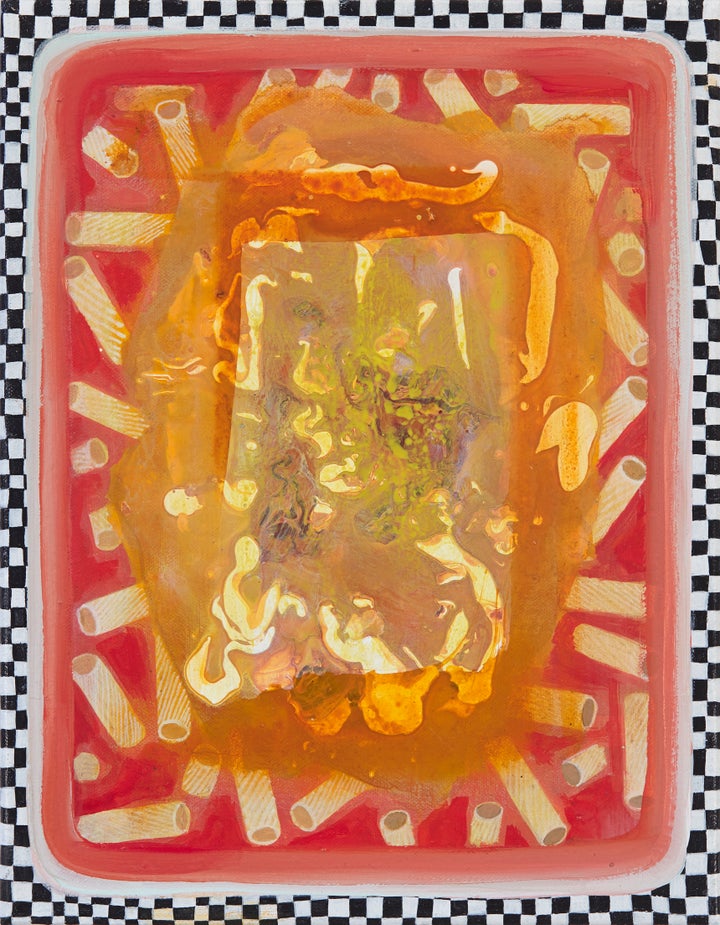 <p>Jennifer Coates, ‘Small Rigatoni’ 2016, acrylic on canvas 14 x 11”</p>