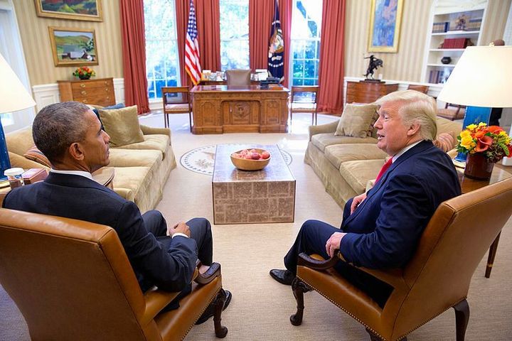 President Obama & President-elect Trump meet in the Oval Office.
