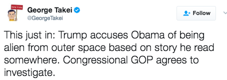 Takei would know a “space alien” when he sees one.