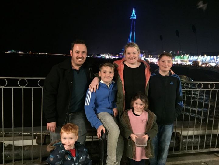 Liam Major with wife Sally and their four children. 