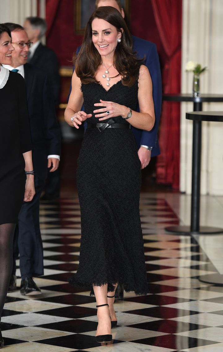 The Duchess of Cambridge attended a reception at the British Embassy on 17 March 2017 in Paris, France.
