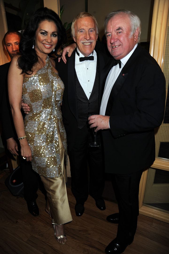 Bruce Forsyth with his wife, Wilnelia, and Jimmy Tarbuck